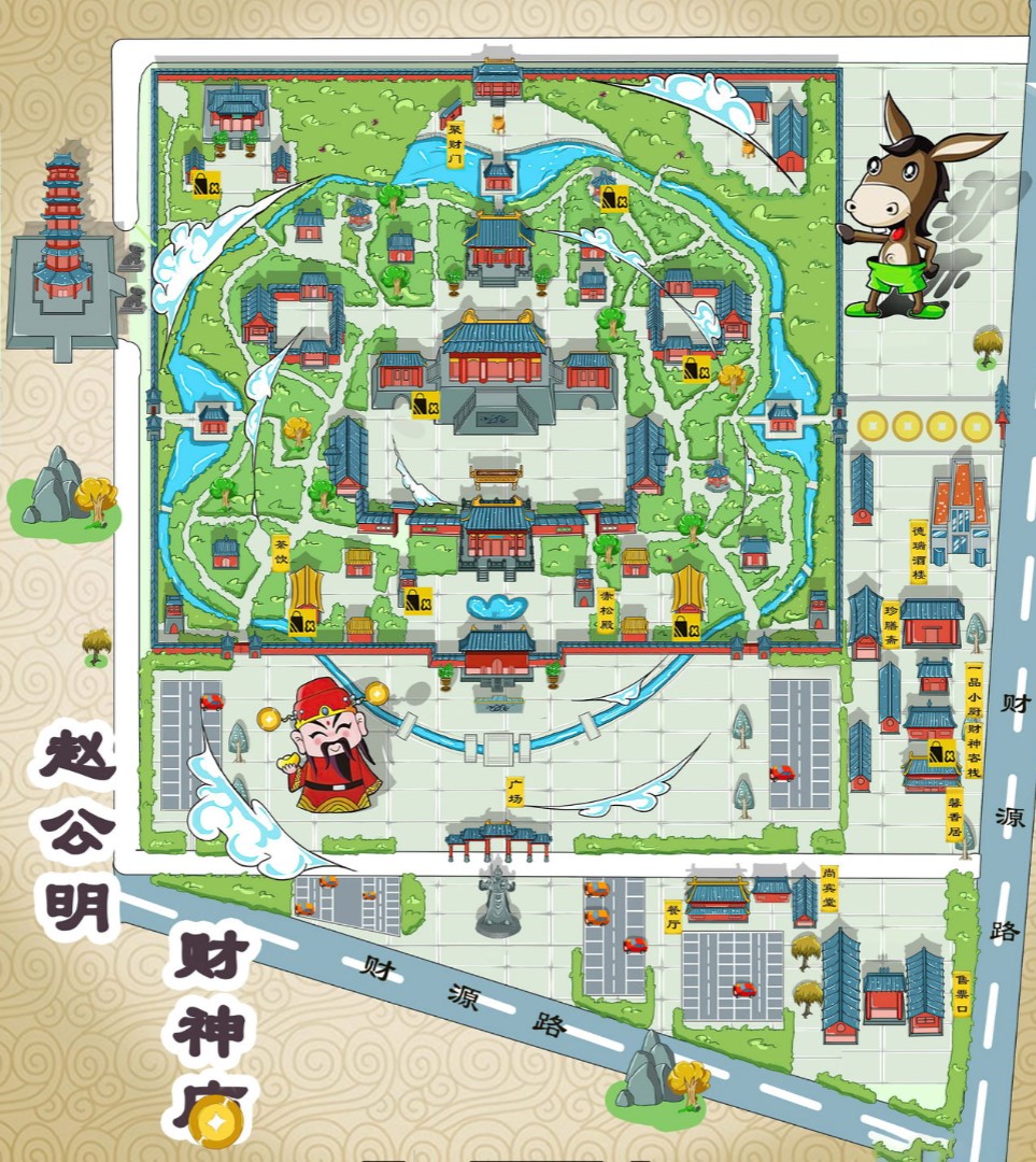 龙安寺庙类手绘地图